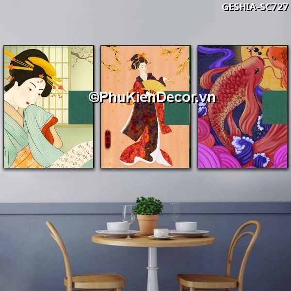 Tranh treo tường trang trí quán nhà hàng Nhật Bản phong cách Geishia toát đầy vẻ đẹp quyến rũ, khí chất  Tranh treo tường trang trí quán nhà hàng Nhật Bản phong cách Geishia toát đầy vẻ đẹp quyến rũ, khí chất