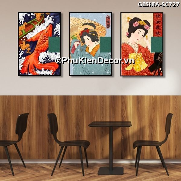 Tranh treo tường trang trí quán nhà hàng Nhật Bản phong cách Geishia toát đầy vẻ đẹp quyến rũ, khí chất  Tranh treo tường trang trí quán nhà hàng Nhật Bản phong cách Geishia toát đầy vẻ đẹp quyến rũ, khí chất