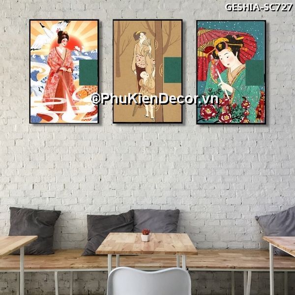Tranh treo tường trang trí quán nhà hàng Nhật Bản phong cách Geishia toát đầy vẻ đẹp quyến rũ, khí chất  Tranh treo tường trang trí quán nhà hàng Nhật Bản phong cách Geishia toát đầy vẻ đẹp quyến rũ, khí chất