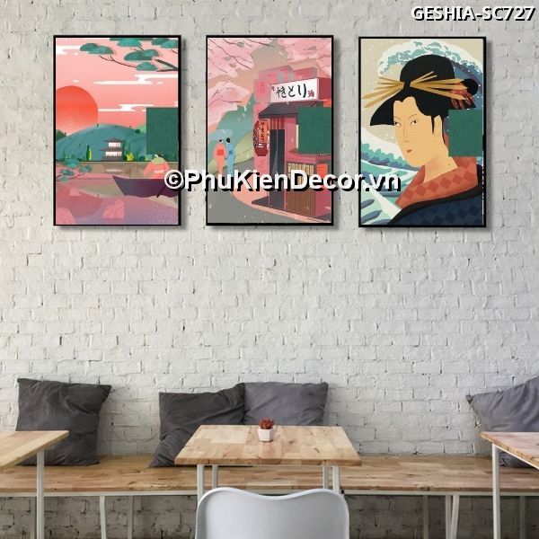 Tranh treo tường trang trí quán nhà hàng Nhật Bản phong cách Geishia toát đầy vẻ đẹp quyến rũ, khí chất  Tranh treo tường trang trí quán nhà hàng Nhật Bản phong cách Geishia toát đầy vẻ đẹp quyến rũ, khí chất