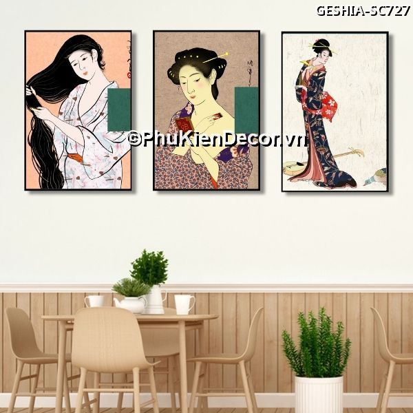 Tranh treo tường trang trí quán nhà hàng Nhật Bản phong cách Geishia toát đầy vẻ đẹp quyến rũ, khí chất  Tranh treo tường trang trí quán nhà hàng Nhật Bản phong cách Geishia toát đầy vẻ đẹp quyến rũ, khí chất