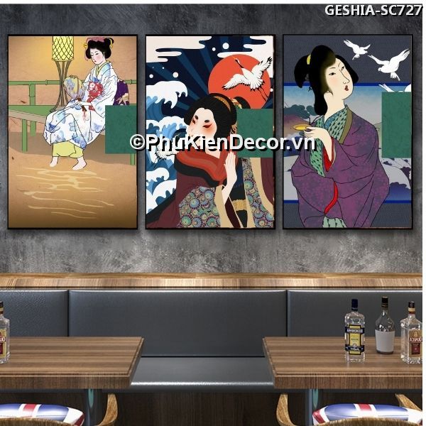 Tranh treo tường trang trí quán nhà hàng Nhật Bản phong cách Geishia toát đầy vẻ đẹp quyến rũ, khí chất  Tranh treo tường trang trí quán nhà hàng Nhật Bản phong cách Geishia toát đầy vẻ đẹp quyến rũ, khí chất