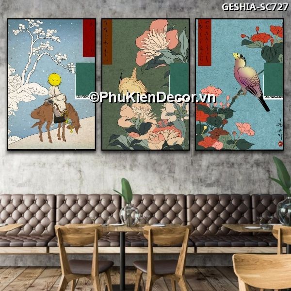 Tranh treo tường trang trí quán nhà hàng Nhật Bản phong cách Geishia toát đầy vẻ đẹp quyến rũ, khí chất  Tranh treo tường trang trí quán nhà hàng Nhật Bản phong cách Geishia toát đầy vẻ đẹp quyến rũ, khí chất