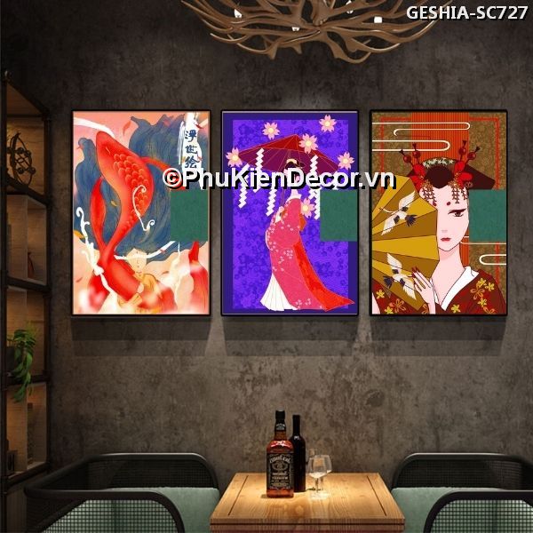 Tranh treo tường trang trí quán nhà hàng Nhật Bản phong cách Geishia toát đầy vẻ đẹp quyến rũ, khí chất  Tranh treo tường trang trí quán nhà hàng Nhật Bản phong cách Geishia toát đầy vẻ đẹp quyến rũ, khí chất
