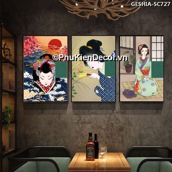 Tranh treo tường trang trí quán nhà hàng Nhật Bản phong cách Geishia toát đầy vẻ đẹp quyến rũ, khí chất  Tranh treo tường trang trí quán nhà hàng Nhật Bản phong cách Geishia toát đầy vẻ đẹp quyến rũ, khí chất