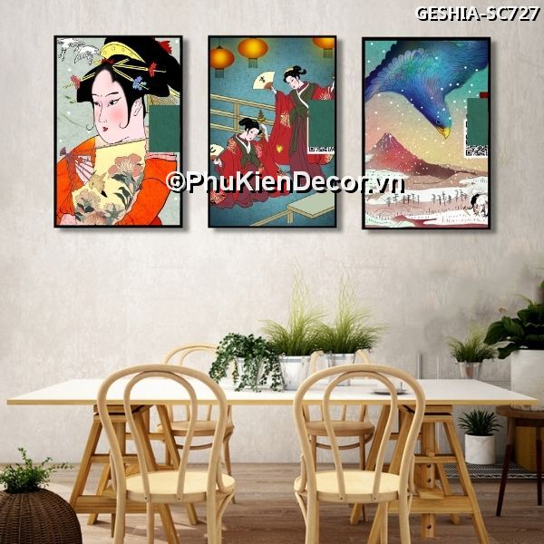 Tranh treo tường trang trí quán nhà hàng Nhật Bản phong cách Geishia toát đầy vẻ đẹp quyến rũ, khí chất  Tranh treo tường trang trí quán nhà hàng Nhật Bản phong cách Geishia toát đầy vẻ đẹp quyến rũ, khí chất