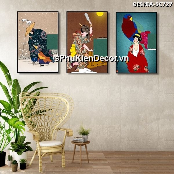 Tranh treo tường trang trí quán nhà hàng Nhật Bản phong cách Geishia toát đầy vẻ đẹp quyến rũ, khí chất  Tranh treo tường trang trí quán nhà hàng Nhật Bản phong cách Geishia toát đầy vẻ đẹp quyến rũ, khí chất