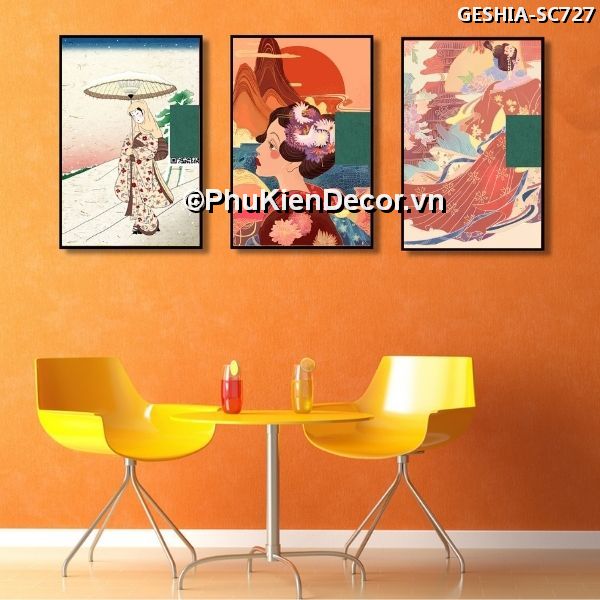 Tranh treo tường trang trí quán nhà hàng Nhật Bản phong cách Geishia toát đầy vẻ đẹp quyến rũ, khí chất  Tranh treo tường trang trí quán nhà hàng Nhật Bản phong cách Geishia toát đầy vẻ đẹp quyến rũ, khí chất