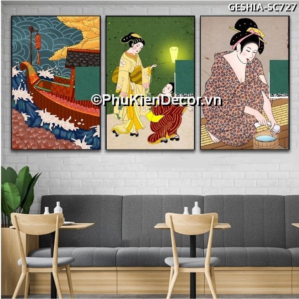 Tranh treo tường trang trí quán nhà hàng Nhật Bản phong cách Geishia toát đầy vẻ đẹp quyến rũ, khí chất  Tranh treo tường trang trí quán nhà hàng Nhật Bản phong cách Geishia toát đầy vẻ đẹp quyến rũ, khí chất