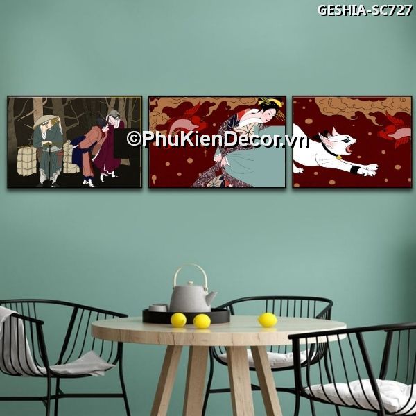 Tranh treo tường các cô gái Geishia đẹp, dịu dàng trong cảnh hoa anh đào rơi lãng mạn Tranh treo tường các cô gái Geishia đẹp, dịu dàng trong cảnh hoa anh đào rơi lãng mạn