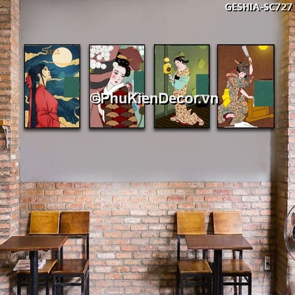 Tranh treo tường trang trí quán nhà hàng Nhật Bản phong cách Geishia toát đầy vẻ đẹp quyến rũ, khí chất  Tranh treo tường trang trí quán nhà hàng Nhật Bản phong cách Geishia toát đầy vẻ đẹp quyến rũ, khí chất