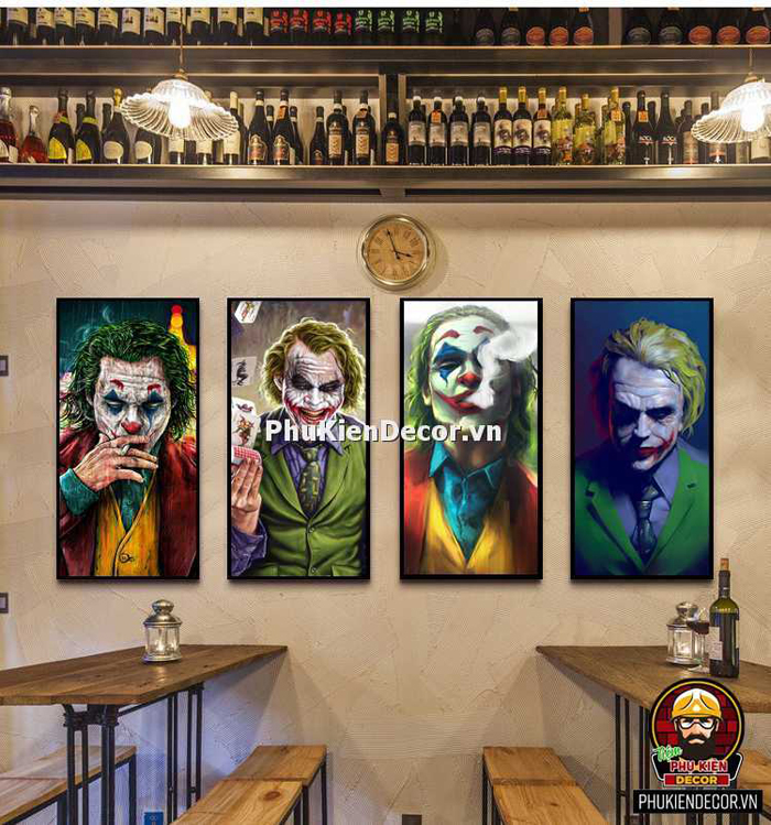 Tranh treo tường kiểu Joker trang trí Quán Tranh treo tường kiểu Joker trang trí Quán
