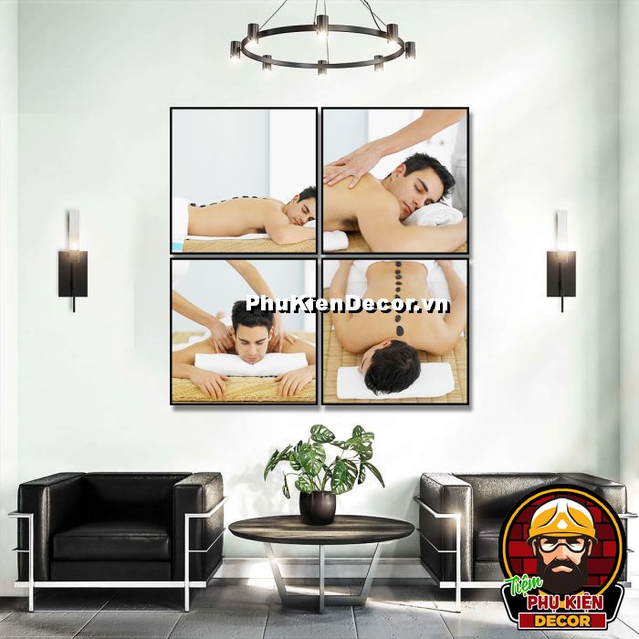Tranh treo tường massage tạo cho khách hàng không gian yên bình, thư giãn khi trải nghiệm Tranh treo tường massage tạo cho khách hàng không gian yên bình, thư giãn khi trải nghiệm