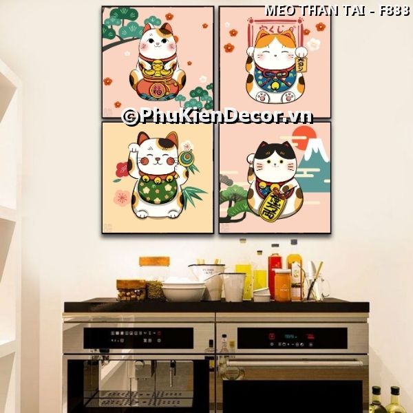 Tranh treo tường mèo thần tài biểu tượng may mắn, tài lộc trong văn hóa Nhật Bản