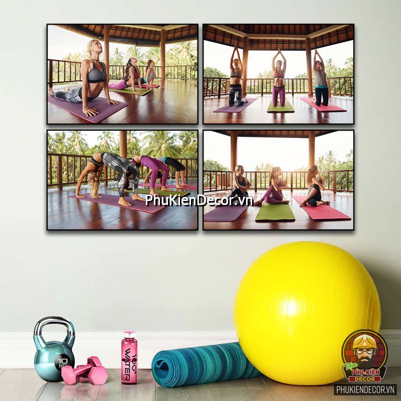 Bộ tranh treo tường phòng tập yoga về phong cảnh, thiên nhiên trừa tượng Bộ tranh treo tường phòng tập yoga về phong cảnh, thiên nhiên trừa tượng
