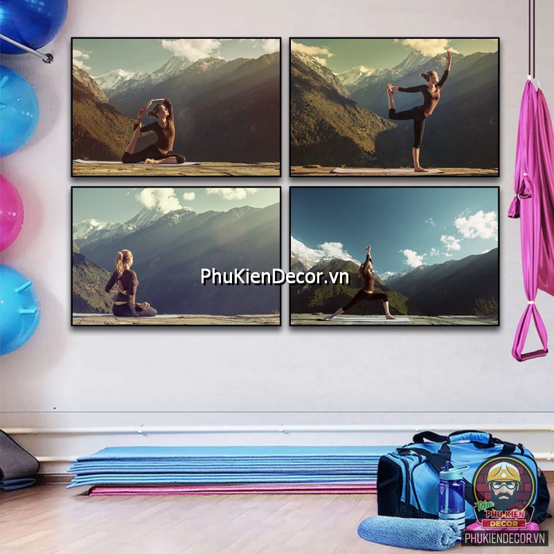 Bộ tranh treo tường phòng tập yoga về phong cảnh, thiên nhiên trừa tượng Bộ tranh treo tường phòng tập yoga về phong cảnh, thiên nhiên trừa tượng