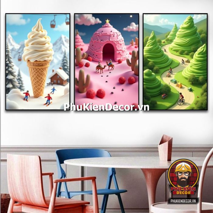 Mẫu tranh trang trí quán kem mới nhất Mẫu tranh trang trí quán kem mới nhất