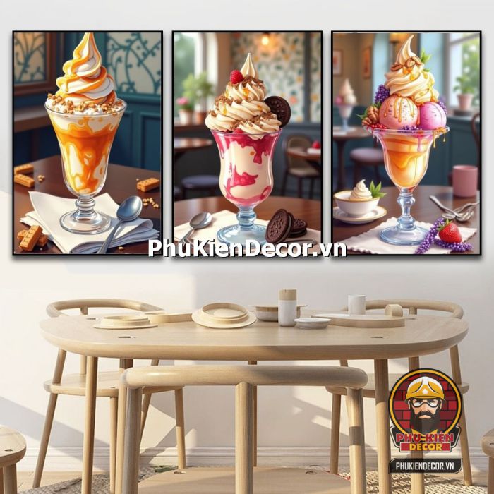 Tranh quán kem trang trí đẹp, hấp dẫn mang họa tiết ấn tượng  Tranh quán kem trang trí đẹp, hấp dẫn mang họa tiết ấn tượng