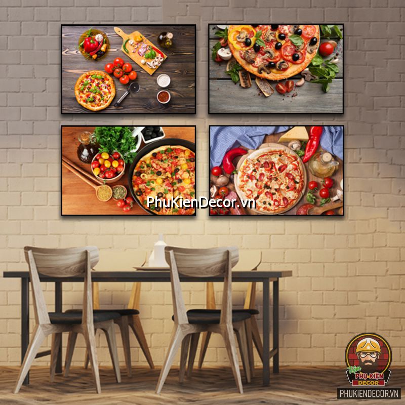 Mẫu tranh treo tường trang trí tiệm bánh pizza hấp dẫn Mẫu tranh treo tường trang trí tiệm bánh pizza hấp dẫn