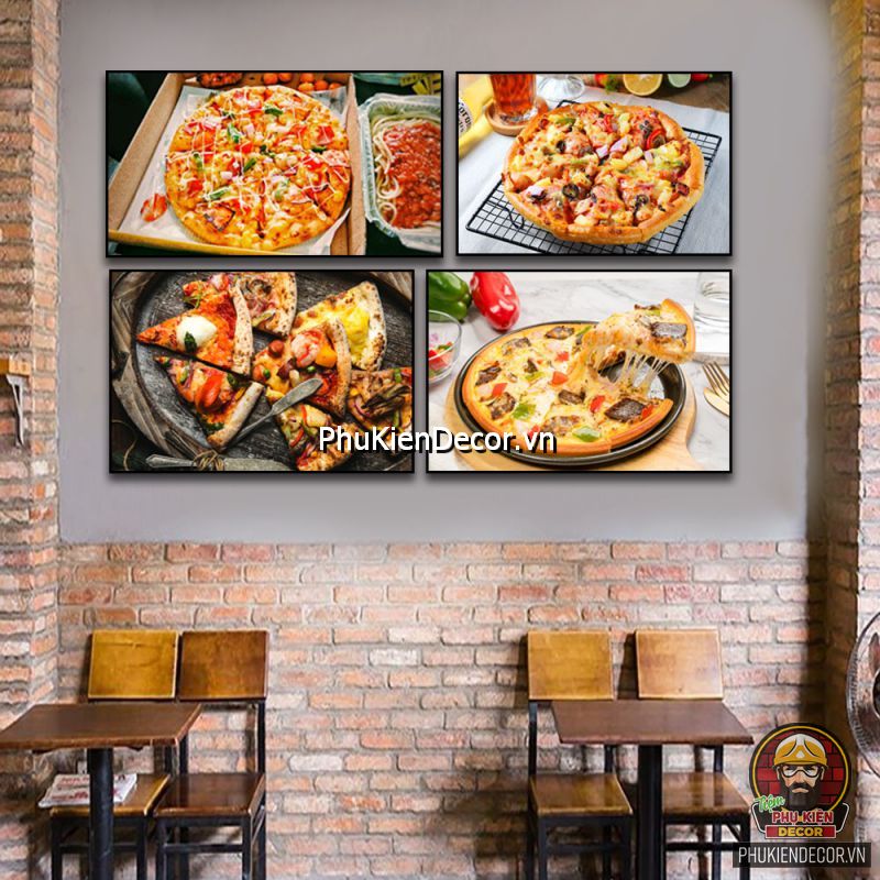 Mẫu tranh treo tường trang trí tiệm bánh pizza hấp dẫn Mẫu tranh treo tường trang trí tiệm bánh pizza hấp dẫn