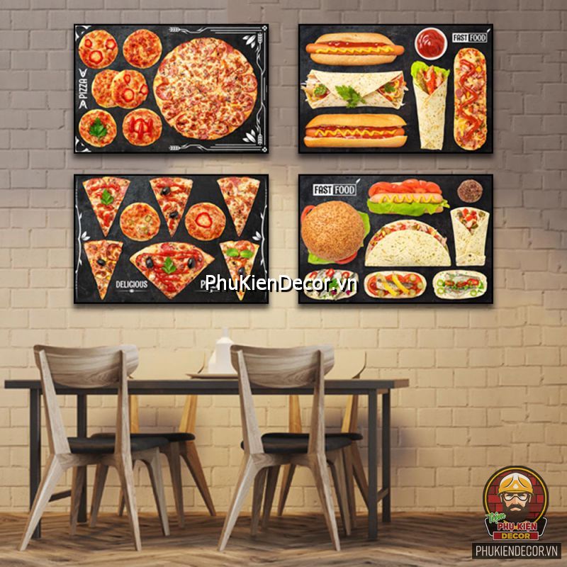 Tranh treo tường trang trí quán pizza tạo sự thẩm mỹ cao Tranh treo tường trang trí quán pizza tạo sự thẩm mỹ cao
