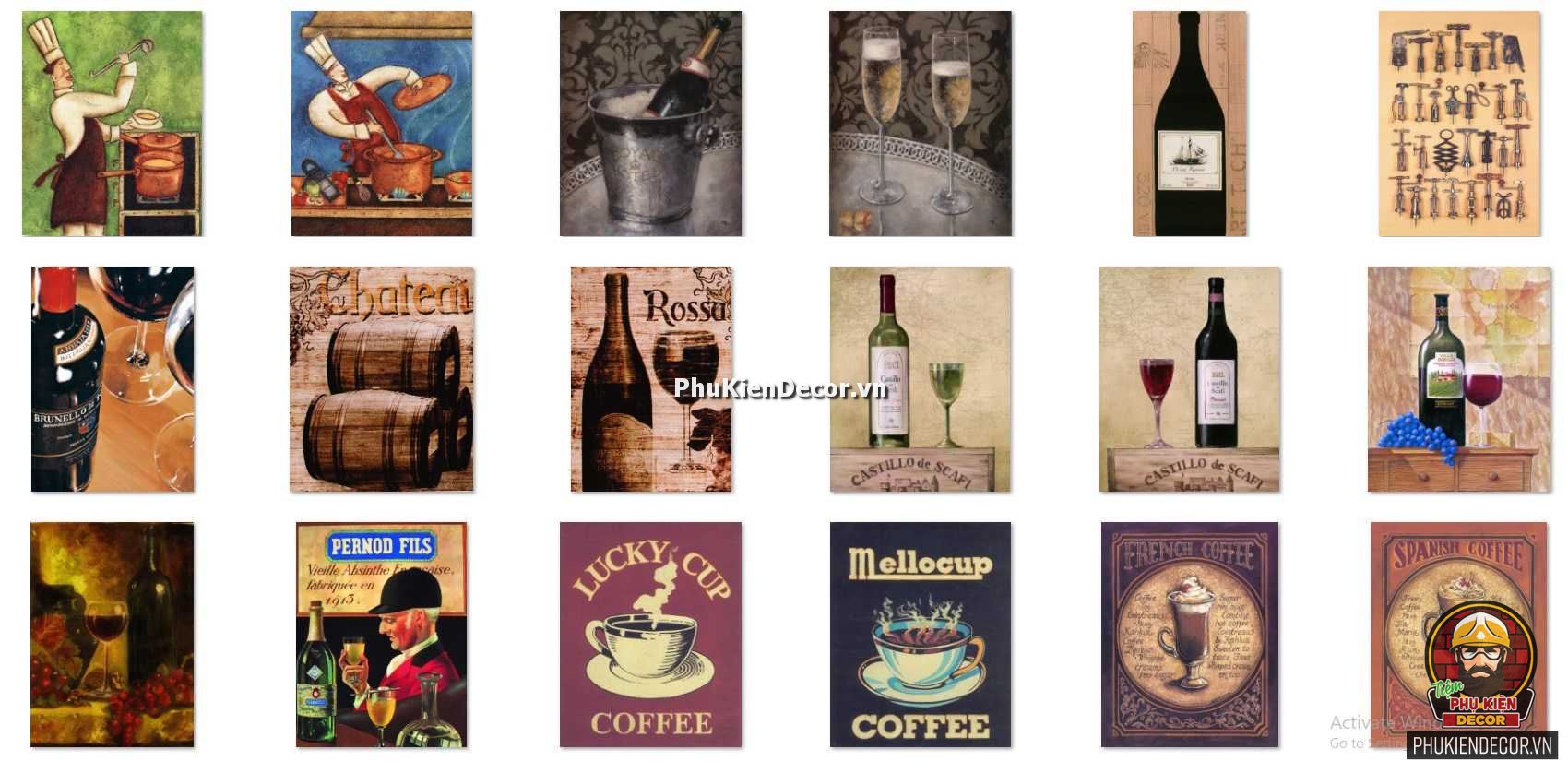Tranh treo tường Quán Rượu, Nhà hàng phong cách Vintage Châu Âu Tranh treo tường Quán Rượu, Nhà hàng phong cách Vintage Châu Âu