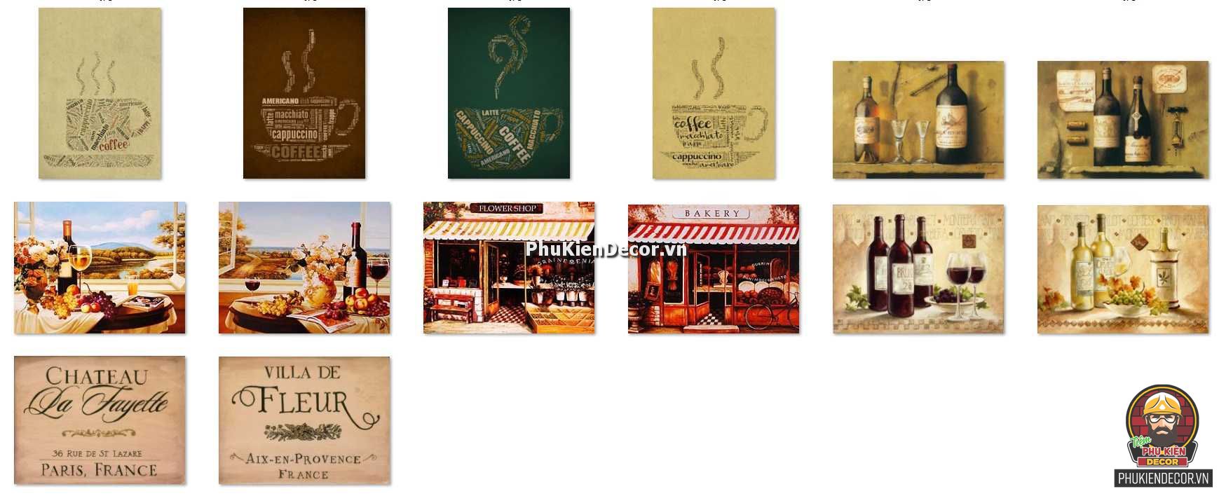 Tranh treo tường Quán Rượu, Nhà hàng phong cách Vintage Châu Âu Tranh treo tường Quán Rượu, Nhà hàng phong cách Vintage Châu Âu