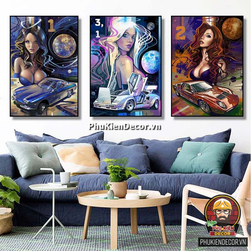 Tranh treo tường trang trí Cô gái đua xe Tốc độ Tranh treo tường trang trí Cô gái đua xe Tốc độ