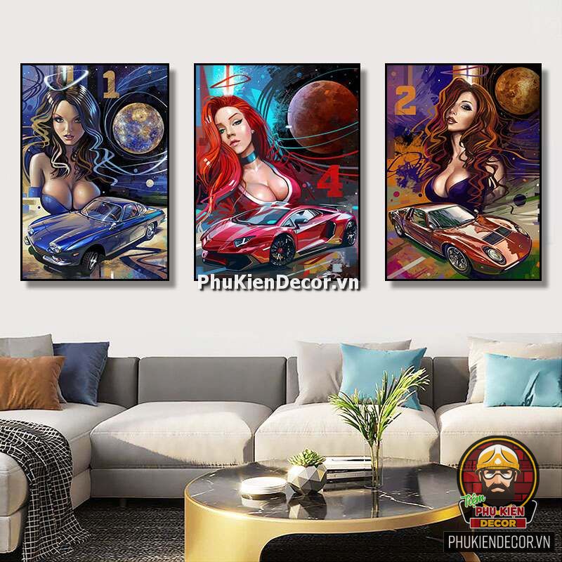 Tranh treo tường trang trí Cô gái đua xe Tốc độ Tranh treo tường trang trí Cô gái đua xe Tốc độ