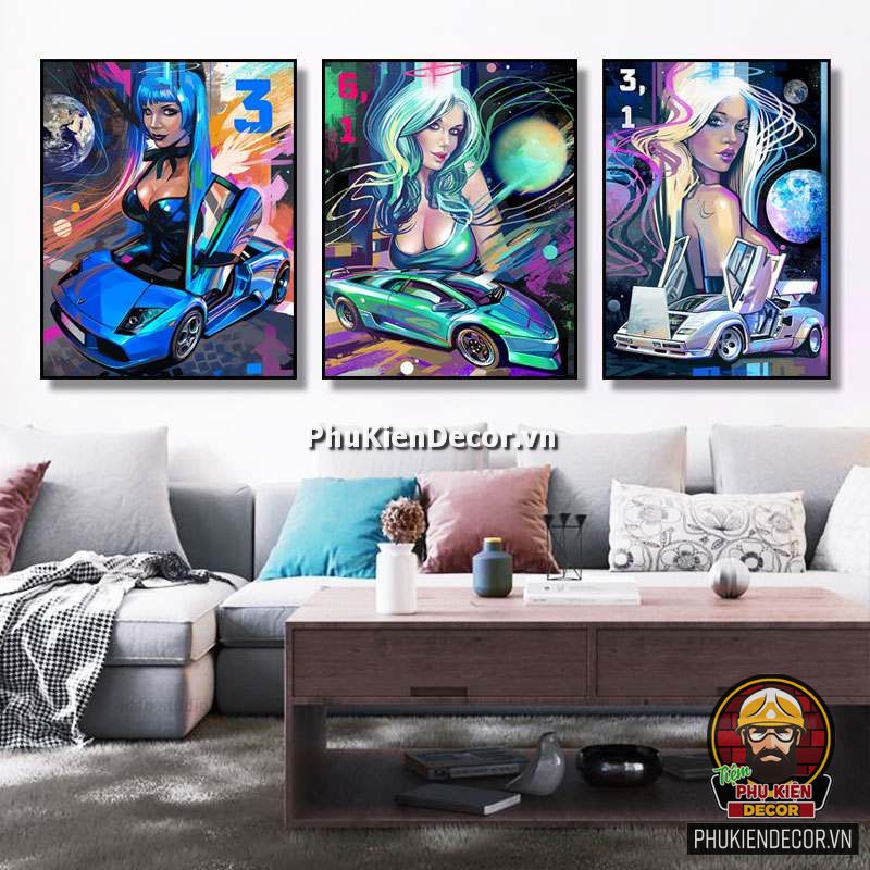 Tranh treo tường trang trí Cô gái đua xe Tốc độ Tranh treo tường trang trí Cô gái đua xe Tốc độ