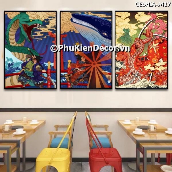 Tranh treo tường trang trí quán ăn, nhà hàng Nhật Bản chủ đề cổ tích Nhật Bản huyền bí Tranh treo tường trang trí quán ăn, nhà hàng Nhật Bản chủ đề cổ tích Nhật Bản huyền bí