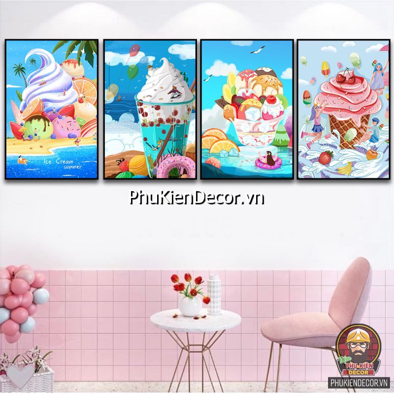 Tranh treo tường trang trí quán kem đẹp thịnh hành nhất hiện nay Tranh treo tường trang trí quán kem đẹp thịnh hành nhất hiện nay