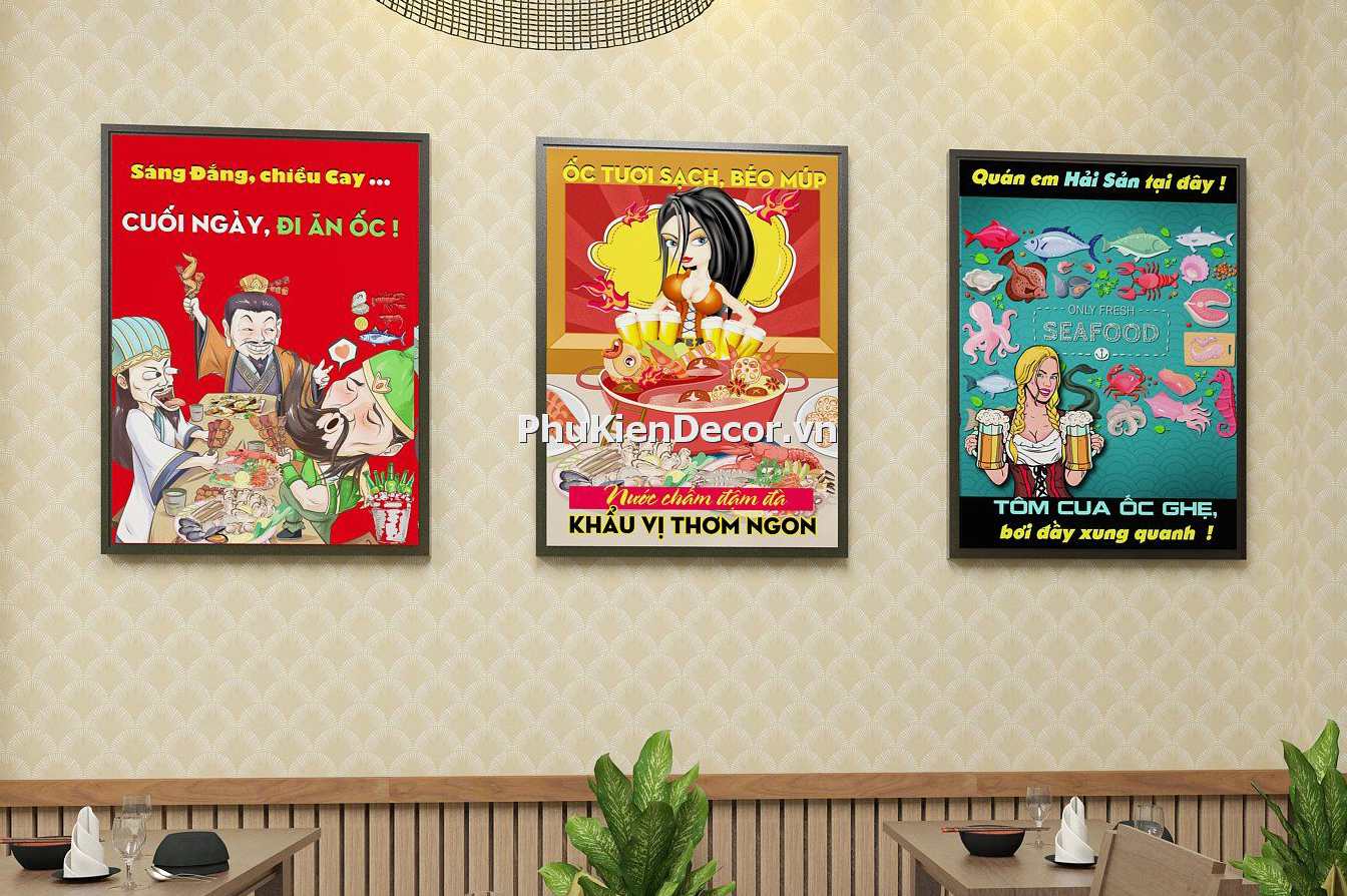Tranh treo tường trang trí quán nhậu, quán Ốc, Hải sản Tranh treo tường trang trí quán nhậu, quán Ốc, Hải sản