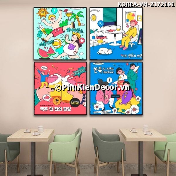 Tranh treo tường phong cách năng động, trẻ trung, nhộn nhịp của cuộc sống hiện đại Hàn Quốc Tranh treo tường phong cách năng động, trẻ trung, nhộn nhịp của cuộc sống hiện đại Hàn Quốc