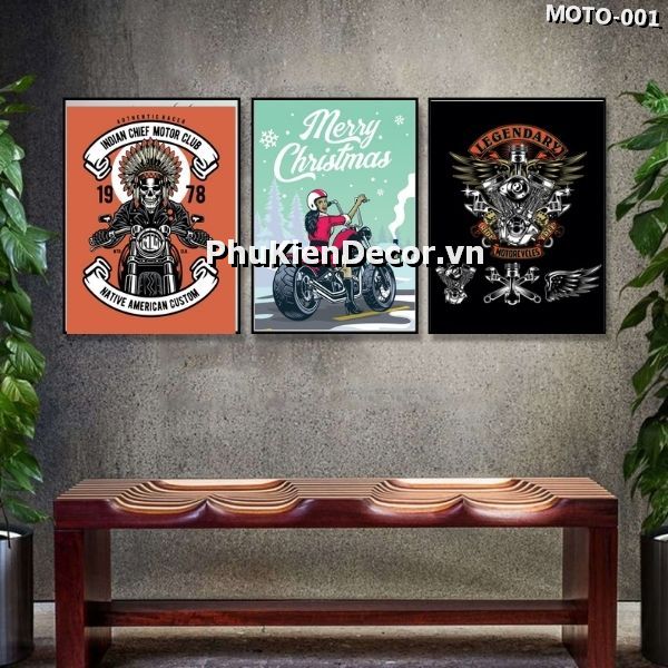 Tranh treo tường moto, xe máy phổ biến, được yêu thích trang trí không gian Garage