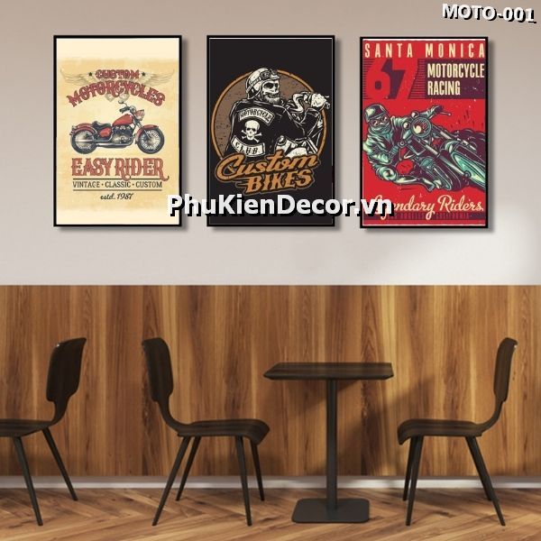 Tranh treo tường xe biker nhiều kiểu dáng đẹp, phong cách cổ điễn kết hợp hiện đại mới mẻ