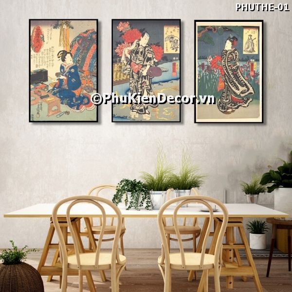 Tranh trang trí phong cách Nhật Bản chủ đề thời đại Ukiyo-e đặc sắc, độc đáo Tranh trang trí phong cách Nhật Bản chủ đề thời đại Ukiyo-e đặc sắc, độc đáo