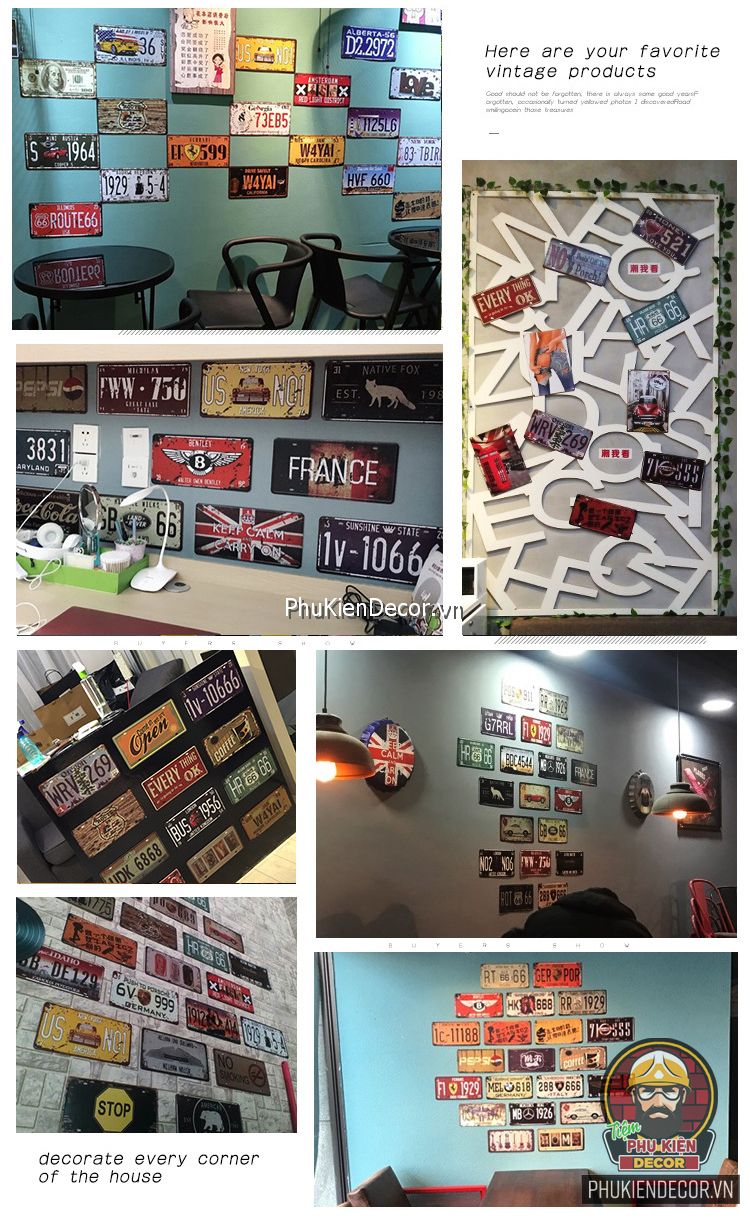 Một số ứng dụng của Tranh thiếc biển số xe decor trang trí cho Quán Một số ứng dụng của Tranh thiếc biển số xe decor trang trí cho Quán