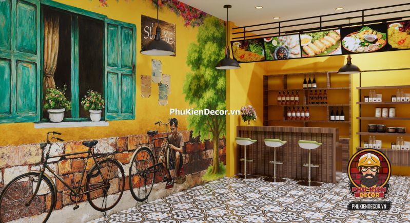 Ý tưởng decor quán bún đậu mắm tôm đậm chất Hà Nội Trang trí quán bún đậu kiểu Hà Nội xưa với các vật dụng truyền thống như mẹt, nón quai thao và chum sành.