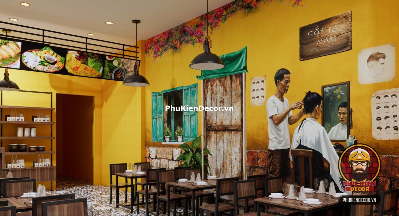 Ý tưởng decor quán bún đậu mắm tôm đậm chất Hà Nội Trang trí quán bún đậu kiểu Hà Nội xưa với các vật dụng truyền thống như mẹt, nón quai thao và chum sành.