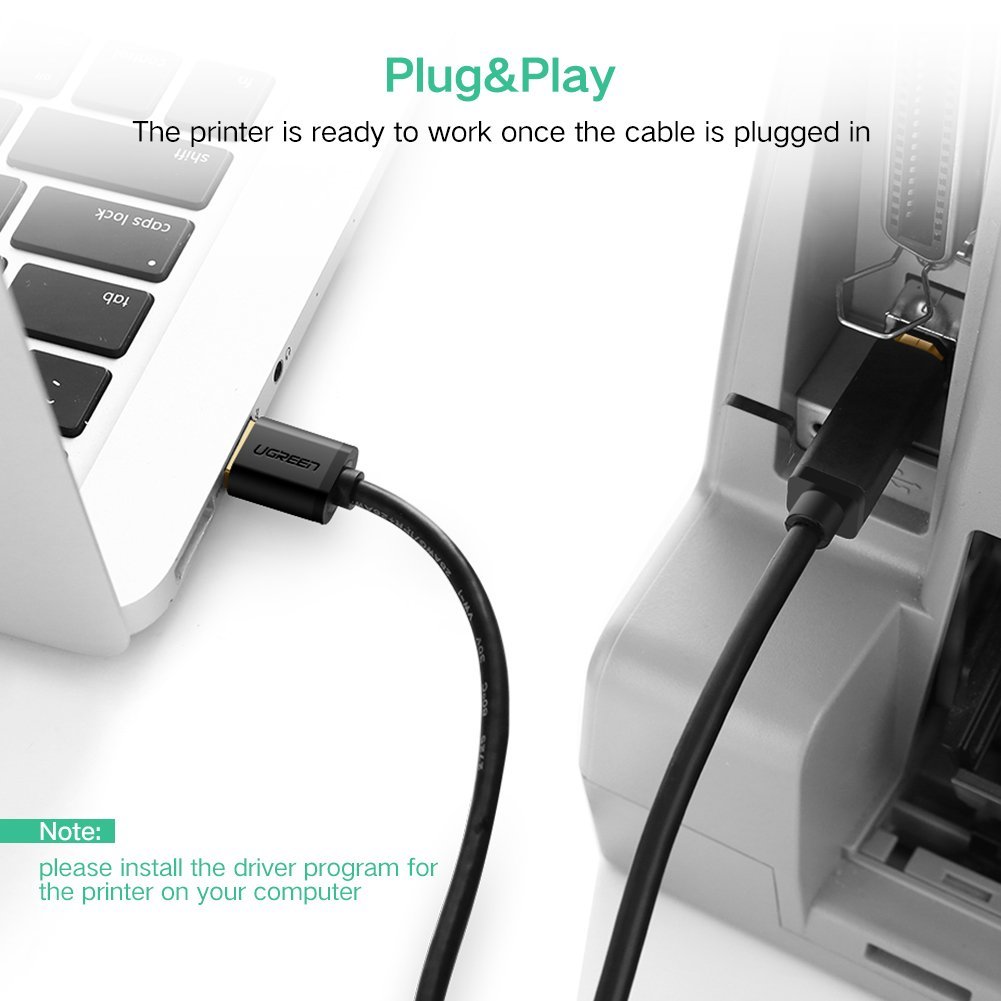 Cáp máy in USB 2.0 dài 2m Ugreen 20847 Cáp máy in USB 2.0 dài 2m Ugreen 20847