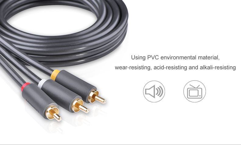 Cáp âm thanh AV 3-3 dài 2m Ugreen 10525 Cáp âm thanh AV 3-3 dài 2m Ugreen 10525