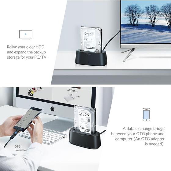 Dock Ổ Cứng 2.5/3.5" 12TB Hỗ trợ UASP 6Gbps Ugreen 50740 Dock Ổ Cứng 2.5/3.5" 12TB Hỗ trợ UASP 6Gbps Ugreen 50740