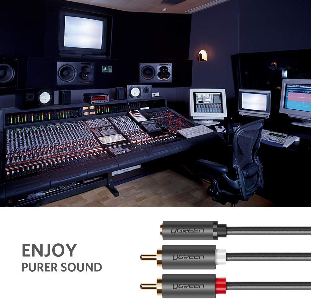 Cáp âm thanh 3.5mm  2 RCA Male 20cm Ugreen 10561 Cáp âm thanh 3.5mm  2 RCA Male 20cm Ugreen 10561