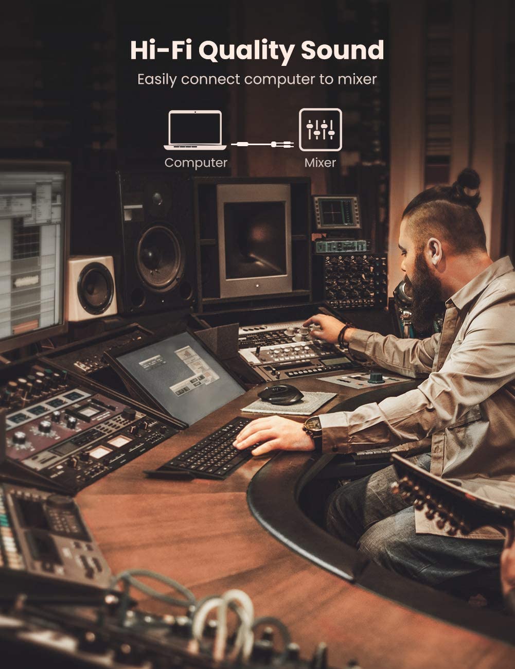 Cáp âm thanh 3.5mm to 2 x 6.5mm dài 2m Ugreen 10615 Cáp âm thanh 3.5mm to 2 x 6.5mm dài 2m Ugreen 10615