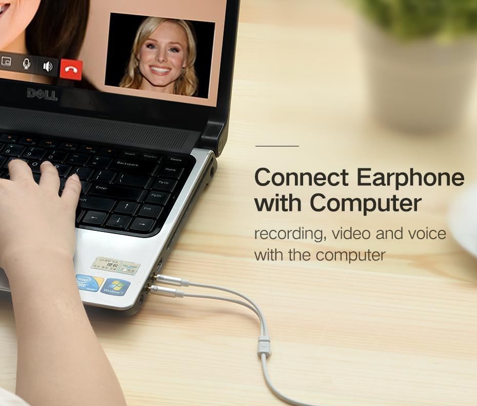 Cáp âm thanh 3.5mm to 2 jack 3.5mm 1 loa 1 Mic Ugreen 10790 Cáp âm thanh 3.5mm to 2 jack 3.5mm 1 loa 1 Mic Ugreen 10790