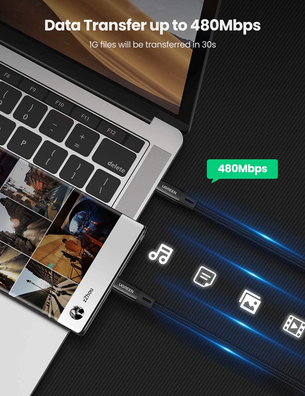 Cáp USB Type C dài 1m Ugreen 10967 Cáp USB Type C dài 1m Ugreen 10967