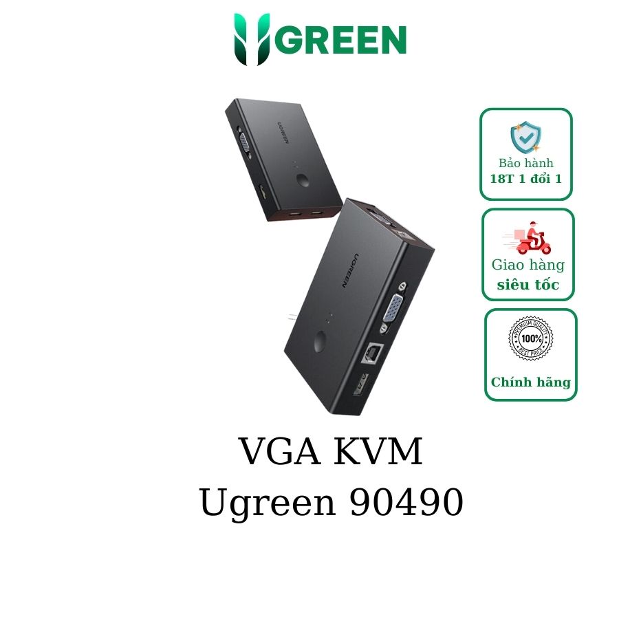 Bộ gộp VGA 2 ra 1 có KVM Ugreen 90490