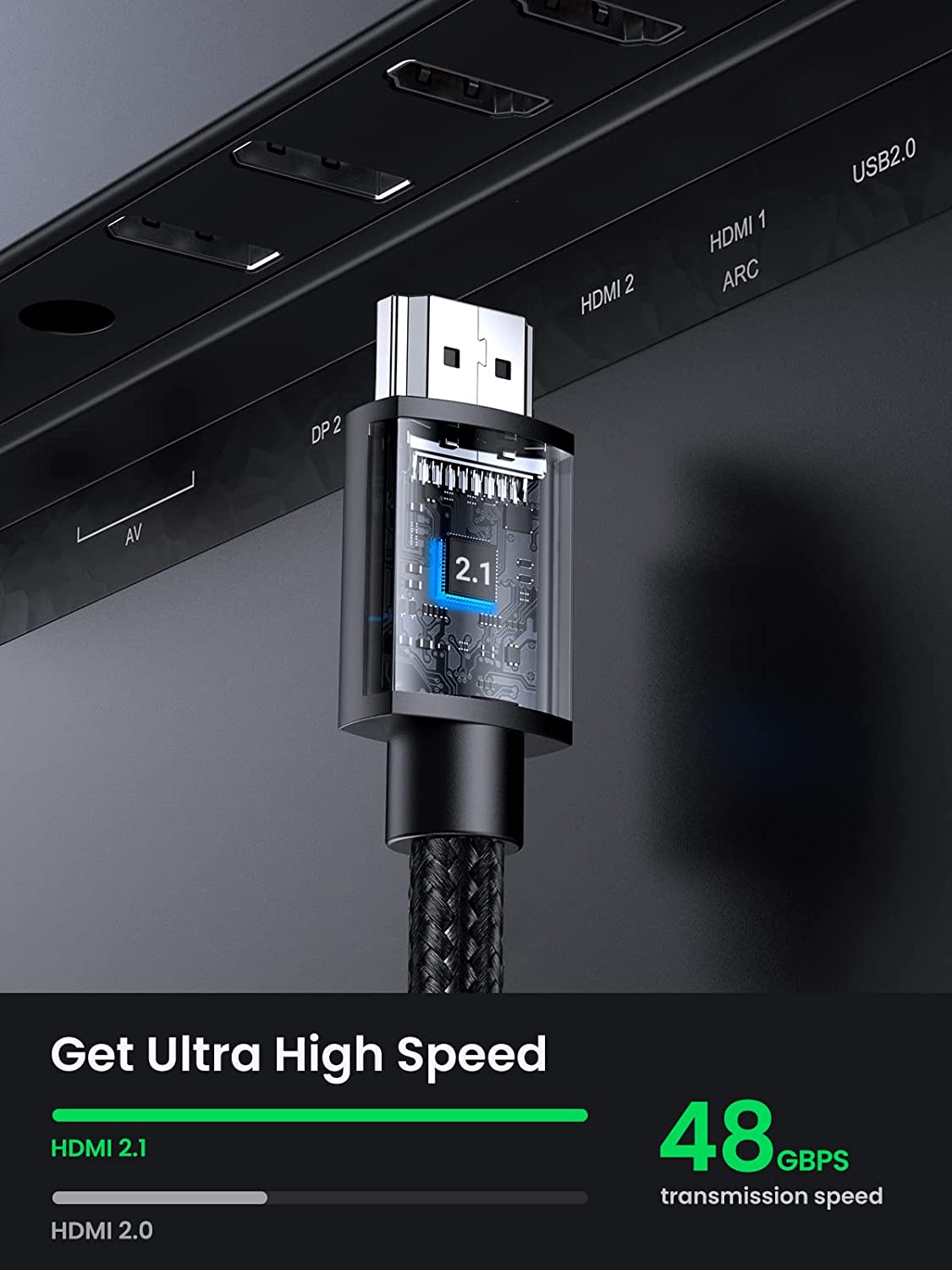 Cáp HDMI 2.1 nối dài - dài 2m hỗ trợ 8k Ugreen 40450 Cáp HDMI 2.1 nối dài - dài 2m hỗ trợ 8k Ugreen 40450