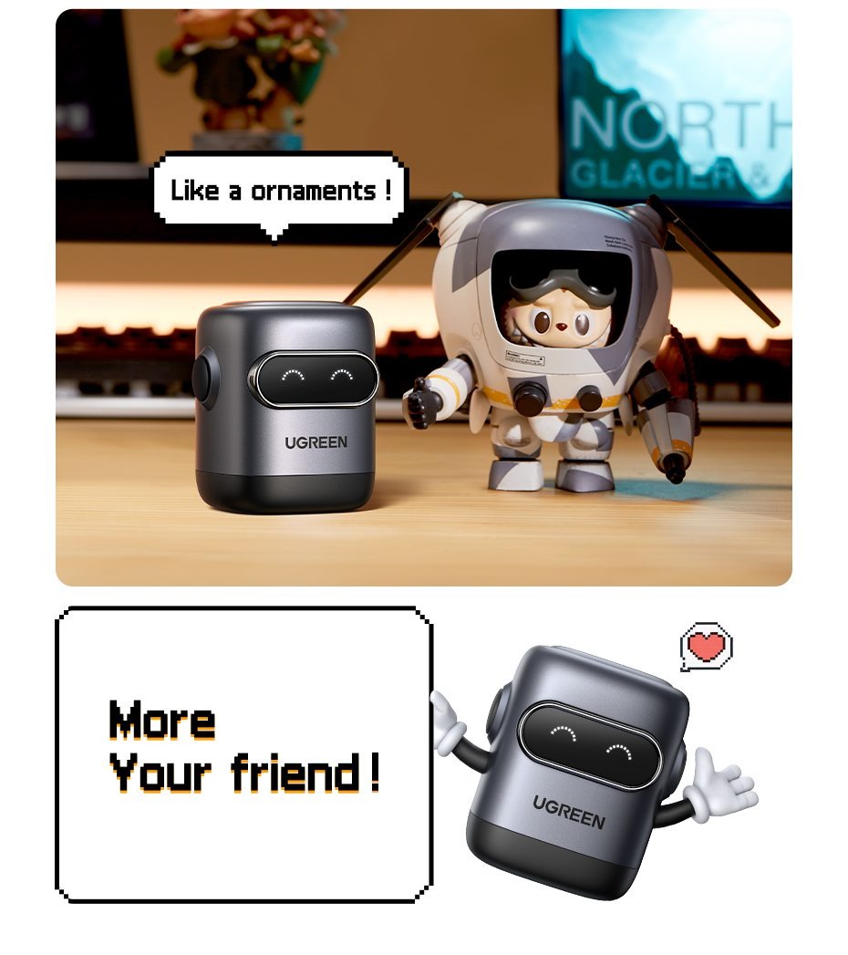 Sạc điện thoại 1 cổng USB-C GaN 30W màu đen xám tạo hình robot Ugreen 45004 X662 Sạc điện thoại 1 cổng USB-C GaN 30W màu đen xám tạo hình robot Ugreen 45004 X662